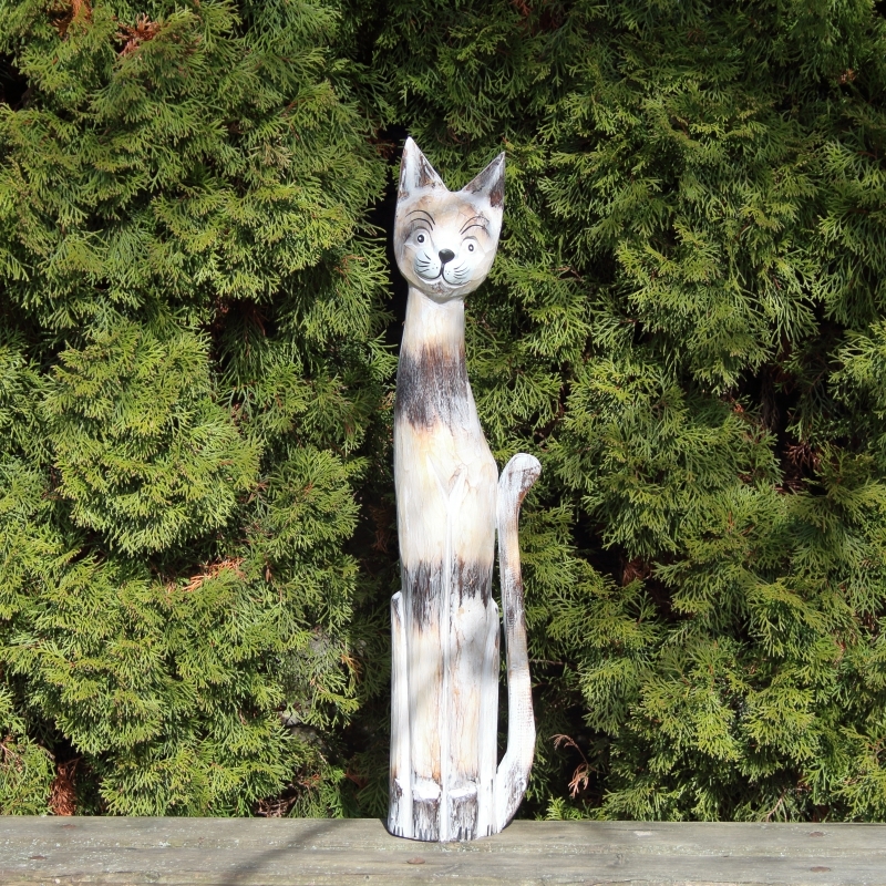 Kočka dekorace mourovaná 80cm