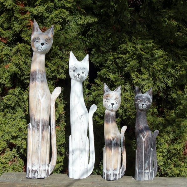Kočka dekorace mourovaná 80cm