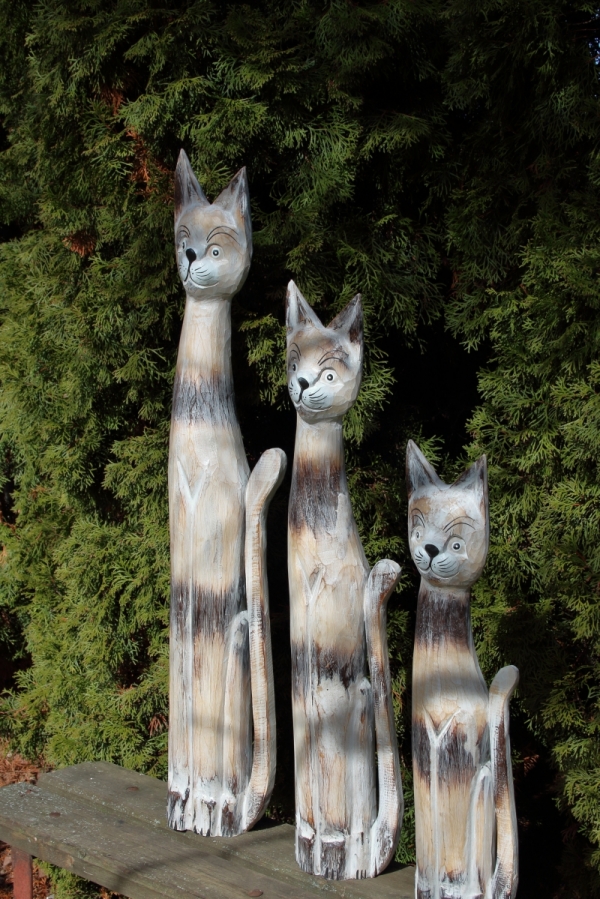 Kočka dekorace mourovaná 80cm