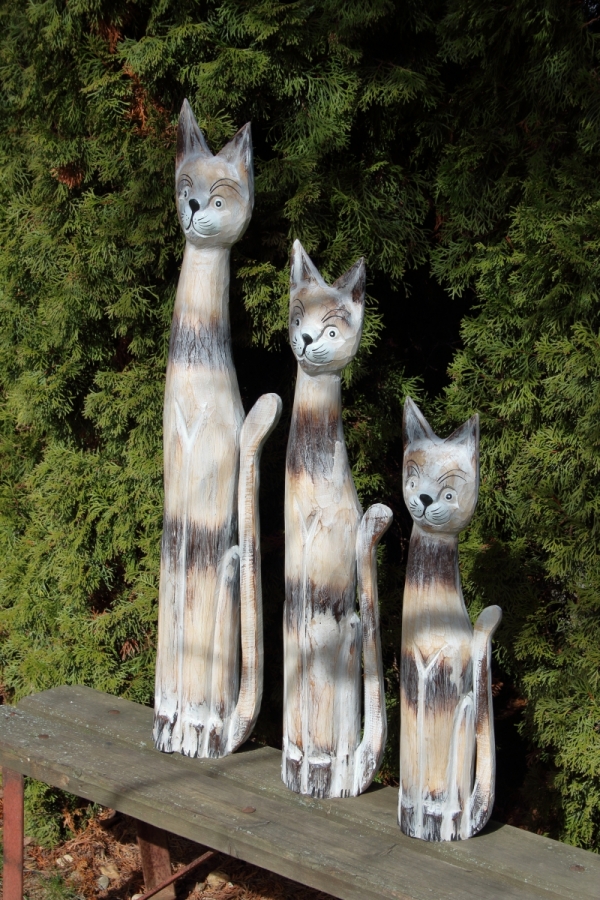 Kočka dekorace mourovaná 80cm