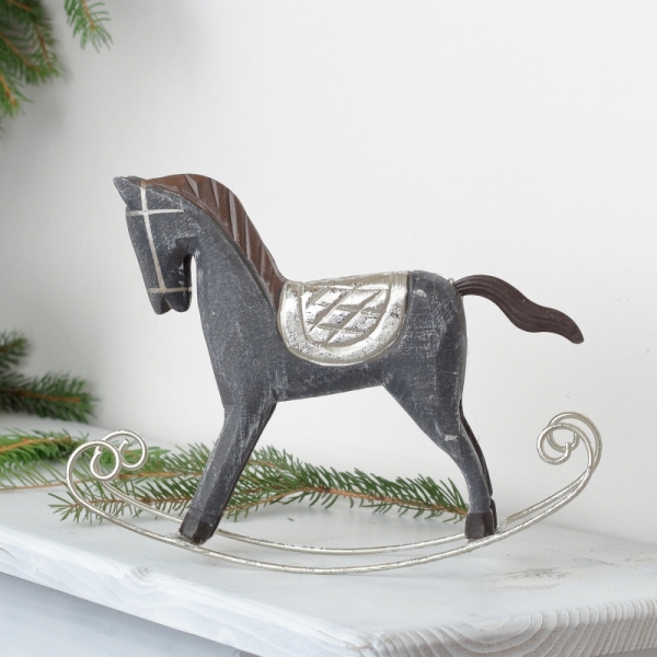 Koník houpací šedý 23x18x6cm