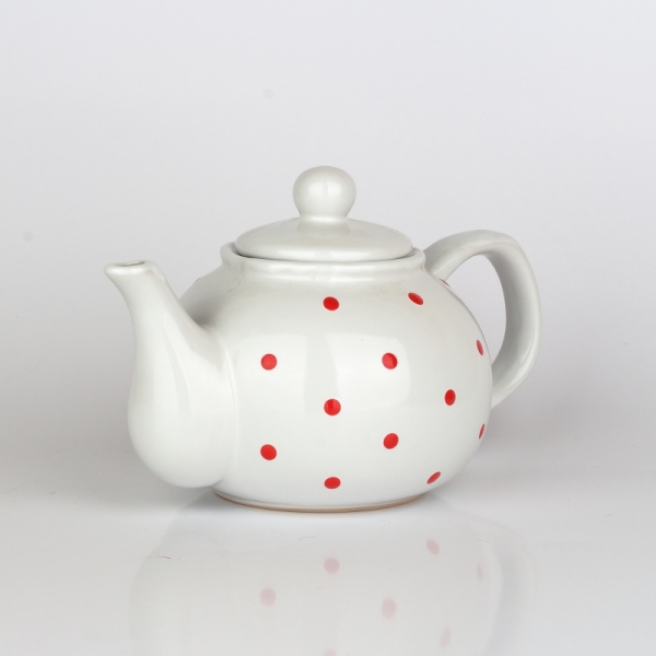 Konvice na čaj puntíkovaná bílá 1l