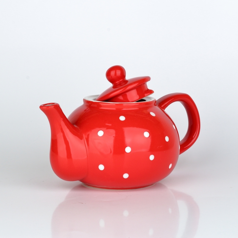 Konvice na čaj puntíkovaná červená 1l