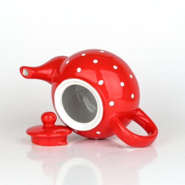 Konvice na čaj puntíkovaná červená 1l