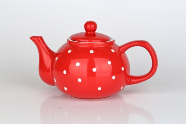 Konvice na čaj puntíkovaná červená 1l