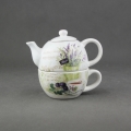 Konvička na čaj a šálek Levander Romantic 15×12×15cm