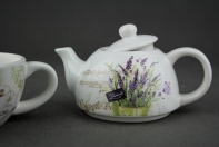 Konvička na čaj a šálek Levander Romantic 15×12×15cm
