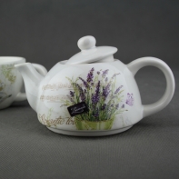 Konvička na čaj a šálek Levander Romantic 15×12×15cm