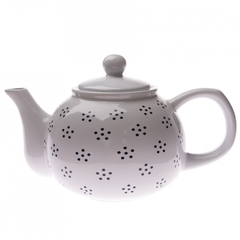 Konvička na čaj bílá s černými tečkami 1L