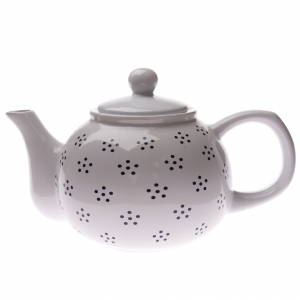 Konvička na čaj bílá s černými tečkami 1L