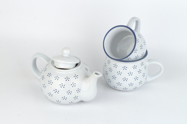 Konvička na čaj bílá s černými tečkami 1L