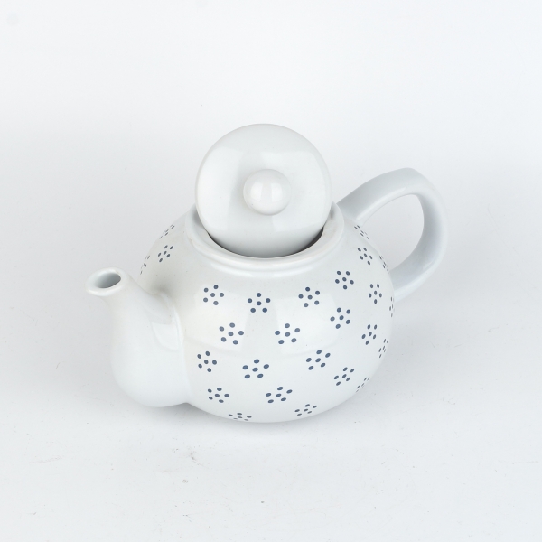 Konvička na čaj bílá s černými tečkami 1L