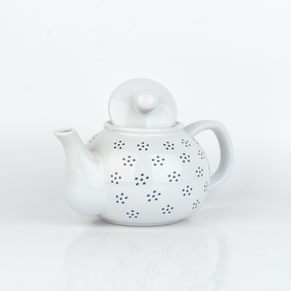 Konvička na čaj bílá s černými tečkami 1L