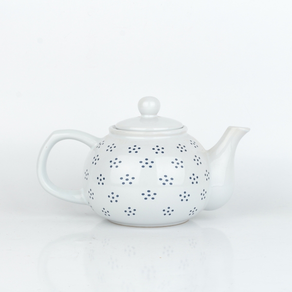 Konvička na čaj bílá s černými tečkami 1L