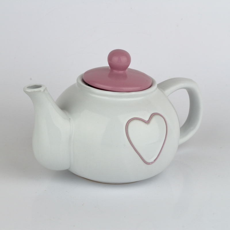 Konvička na čaj se srdcem fialová 1l
