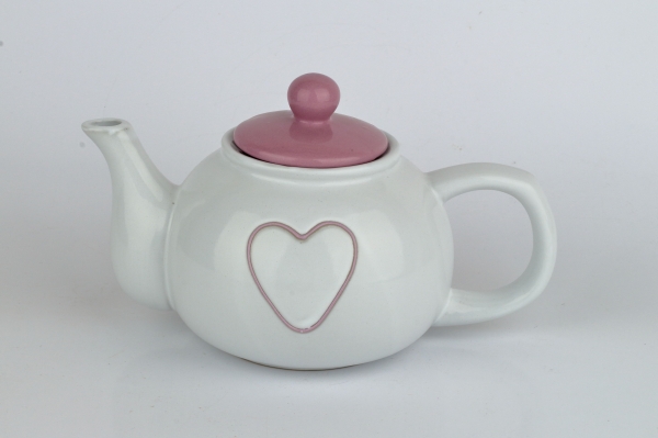 Konvička na čaj se srdcem fialová 1l