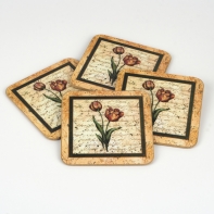 Korková podložka kytka 4ks 10,5x10,5cm