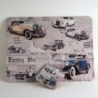 Korková podložka motiv retro aut 30x40cm - poškozeno