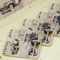 Korková podložka retro auta 10x10cm