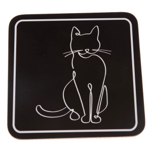 Korkové podtácky pod šálek tmavé s kočkou 6ks