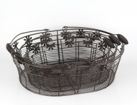 Koš drátěný s kytičkou sada 3ks 43/37/32cm
