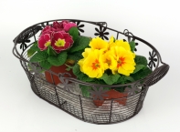 Koš drátěný s kytičkou sada 3ks 43/37/32cm