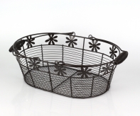 Koš drátěný s kytičkou sada 3ks 43/37/32cm