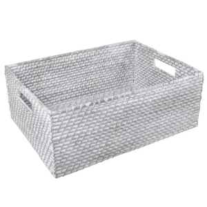 Koš hranatý bílý 40 x 30 cm ratan    