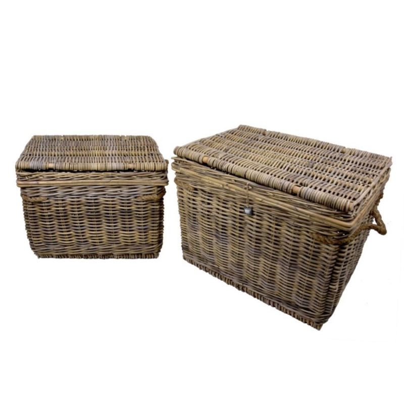 Koš hranatý s víkem a dvěma uchy 75 x 55 x 56 cm větší