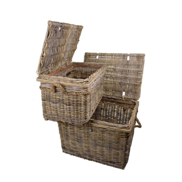 Koš hranatý s víkem a dvěma uchy 75 x 55 x 56 cm větší