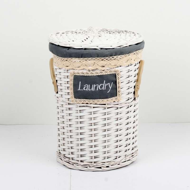 Koš na prádlo s koženými poutky malý 