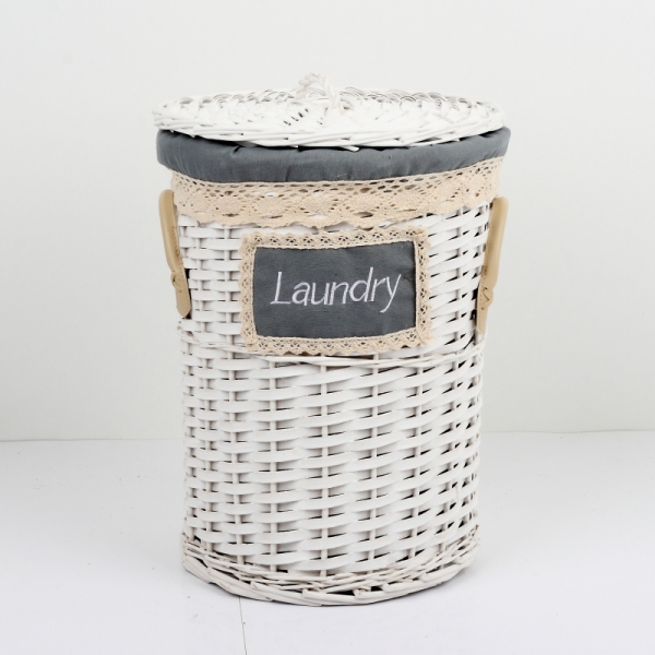 Koš na prádlo s koženými poutky malý 