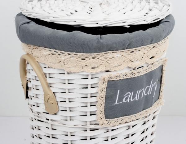 Koš na prádlo s koženými poutky malý 