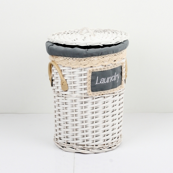 Koš na prádlo s koženými poutky malý 