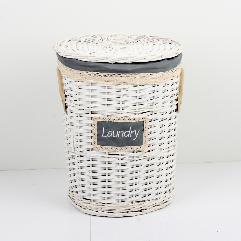 Koš na prádlo s koženými poutky střední 47cm