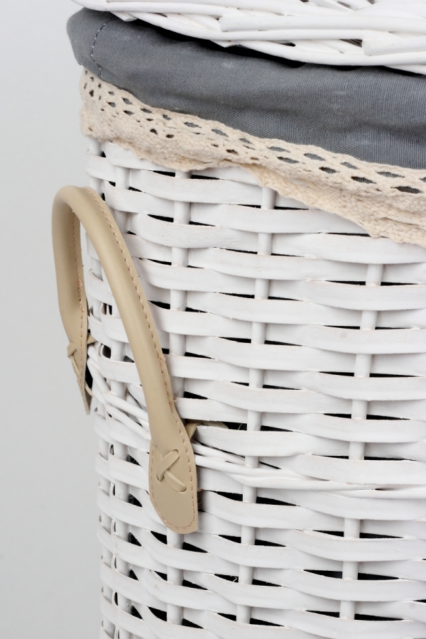 Koš na prádlo s koženými poutky střední 47cm