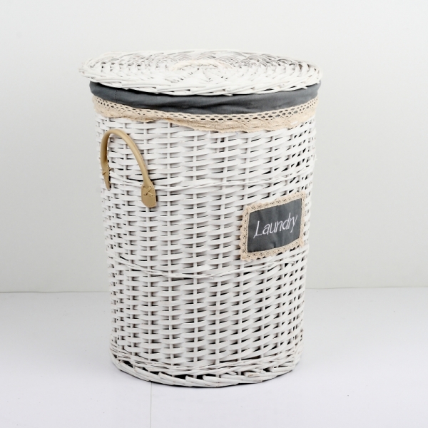 Koš na prádlo s koženými poutky střední 47cm