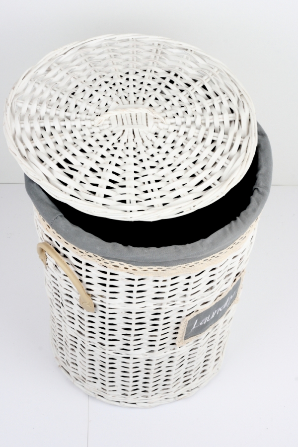 Koš na prádlo s koženými poutky velký 55cm