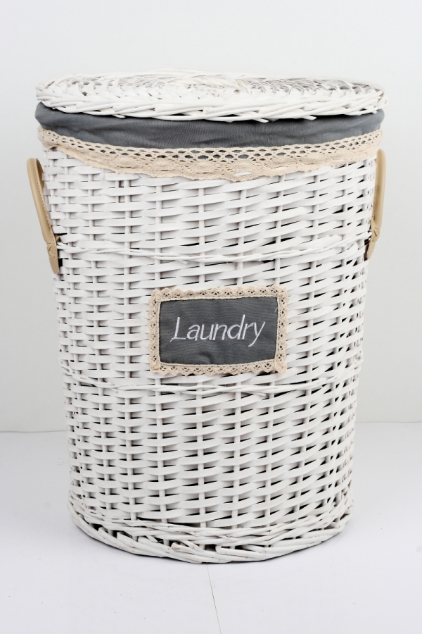 Koš na prádlo s koženými poutky velký 55cm