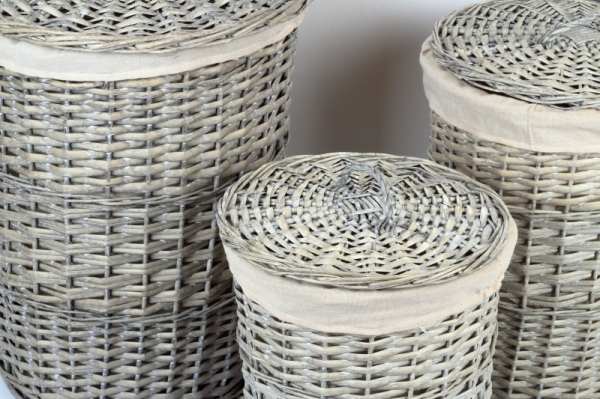 Koš na prádlo s látkovým potahem a víkem 47x56cm