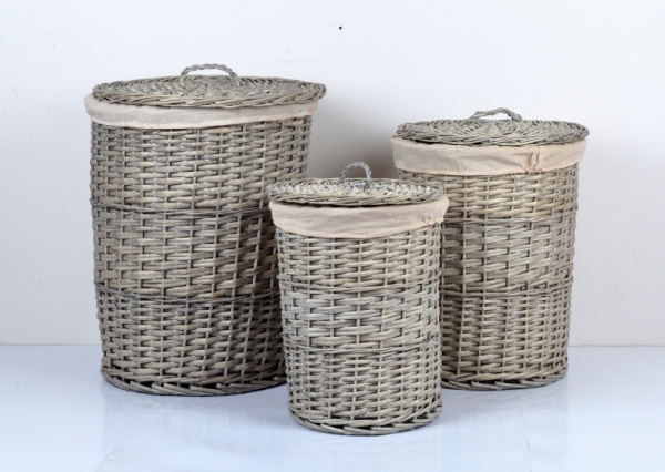 Koš na prádlo s látkovým potahem a víkem 47x56cm