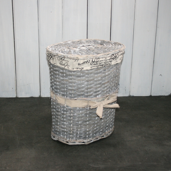 Koš na prádlo šedé proutí 48x41x26cm