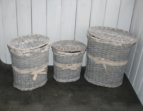 Koš na prádlo šedé proutí 48x41x26cm