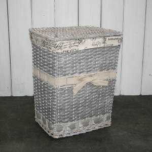 Koš na prádlo šedé proutí 53x40x43cm