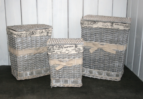 Koš na prádlo šedé proutí 53x40x43cm