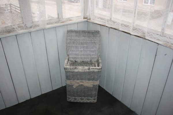 Koš na prádlo šedé proutí 53x40x43cm