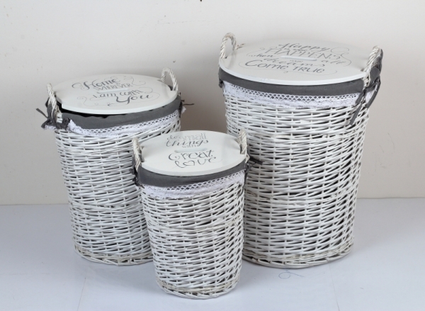 Koš na špinavé prádlo  CELÁ SADA 3 KUSŮ s víkem - vyřazeno