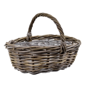 Koš ratanový 46 x 39 x 18 cm šedý
