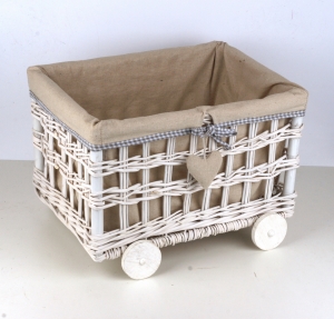 Koš - vozíček proutěný velký