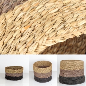 Koš z mořské trávy kulatý střední 32×29×32cm